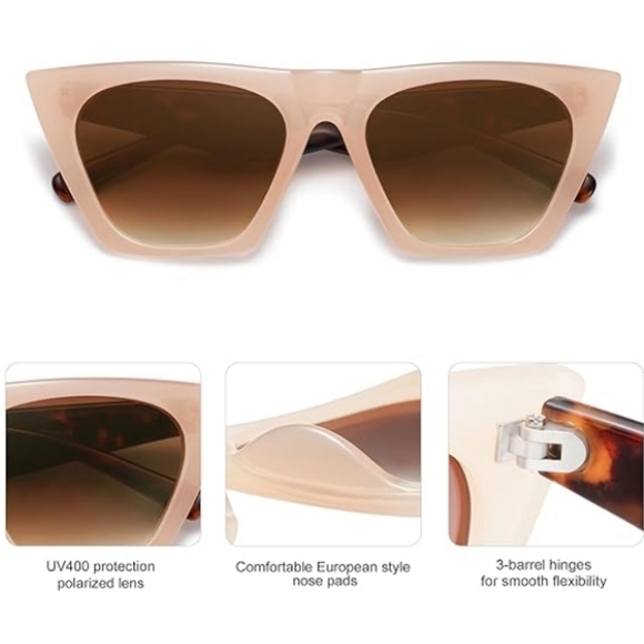 Oversized Square Cateye Polarized Sunglasses Big Frame SJ2115 Tortoise main image 4